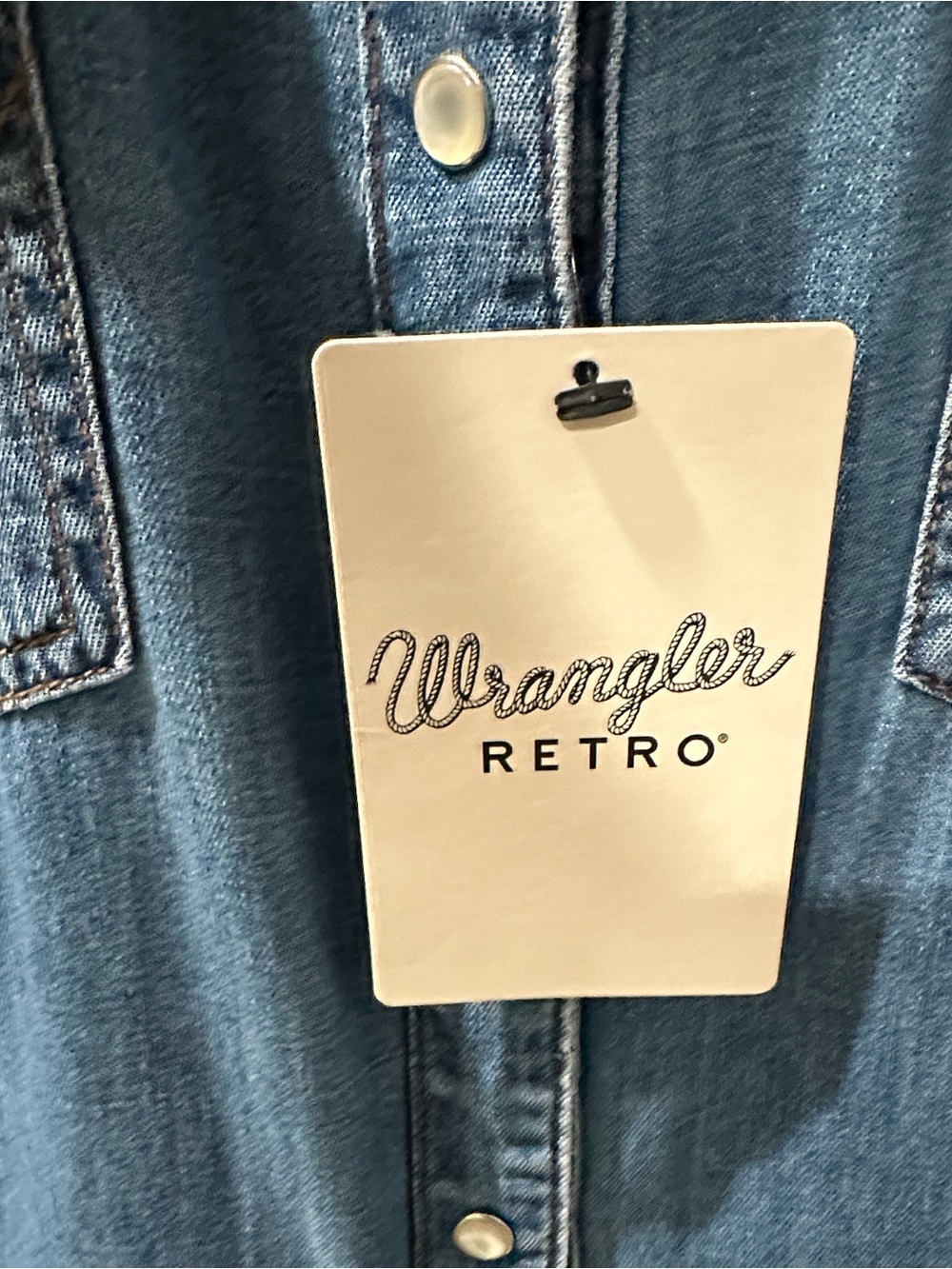 NWT Wrangler Long Sleeve Denim Snap Western Shirt Mini Dress - Picture 13 of 16
